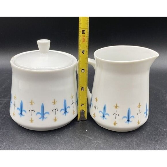Style House China Caravelle Creamer Covered Sugar Yamaguchi Fleur de Lis Japan - Picture 5 of 12